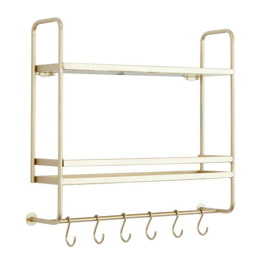 Home & Decor * | Deals Cosmoliving By Cosmopolitan Gold Iron Modern Wall Shelf, 20 X 20 X 5