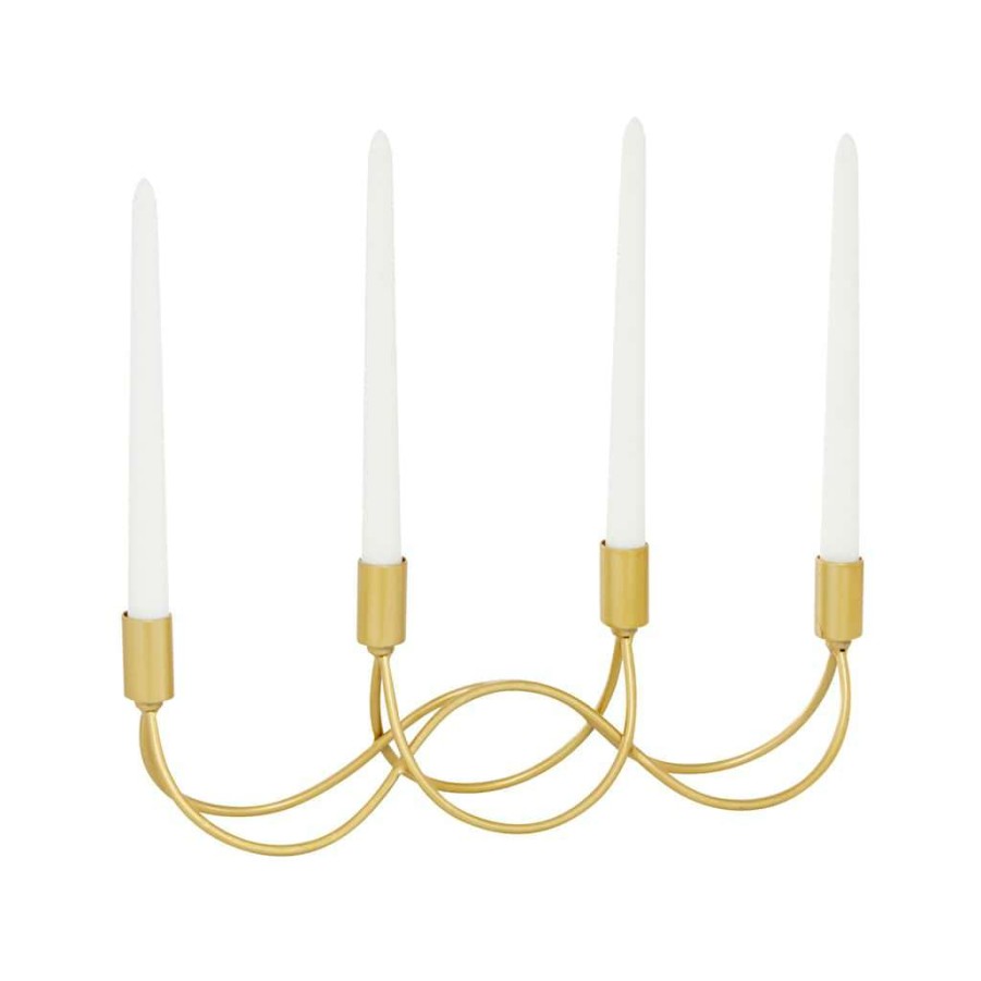 Home & Decor * | Coupon Cosmoliving By Cosmopolitan Gold Metal Contemporary Candelabra, 5 X 15 X 3