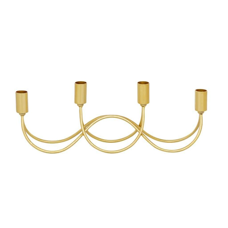 Home & Decor * | Coupon Cosmoliving By Cosmopolitan Gold Metal Contemporary Candelabra, 5 X 15 X 3