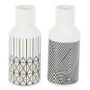 Floral * | Brand New Cosmoliving By Cosmopolitan Set Of 2 White Dolomite Contemporary Vase, 5 X 12