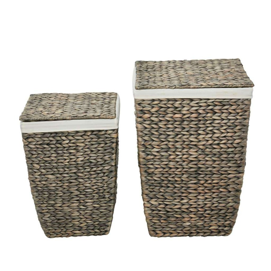 Storage * | Top 10 Cosmoliving By Cosmopolitan Dark Brown Seagrass Handmade Storage Baskets Set