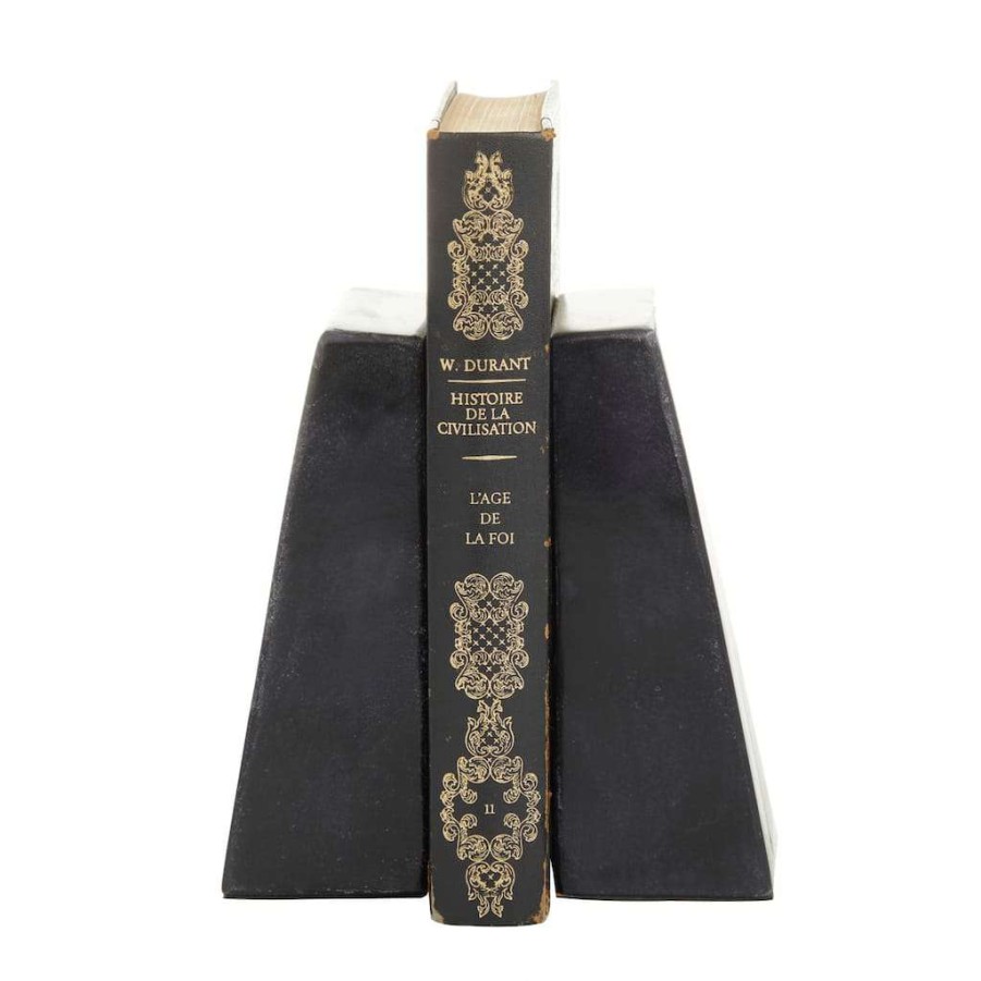 Home & Decor * | Coupon Cosmoliving By Cosmopolitan Set Of 2 Black Marble Glam Bookends, 6 X 2 X 3