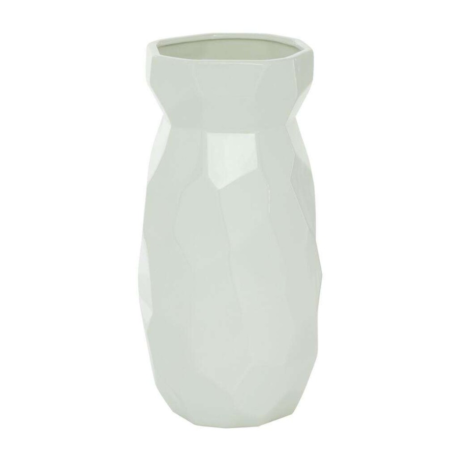 Floral * | Flash Sale Cosmoliving By Cosmopolitan White Ceramic Modern Vase, 16 X 8 X 8