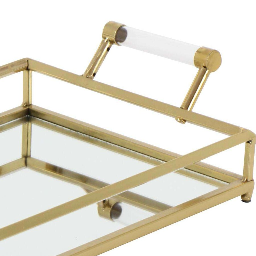 Home & Decor * | Cosmoliving By Cosmopolitan 22 Gold Metal Glam Tray