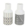 Floral * | Budget Cosmoliving By Cosmopolitan Set Of 2 White Dolomite Contemporary Vase, 5 X 11