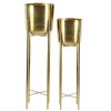 Floral * | Best Pirce Cosmoliving By Cosmopolitan Gold Metal Glam Planter Set, 39 & 46