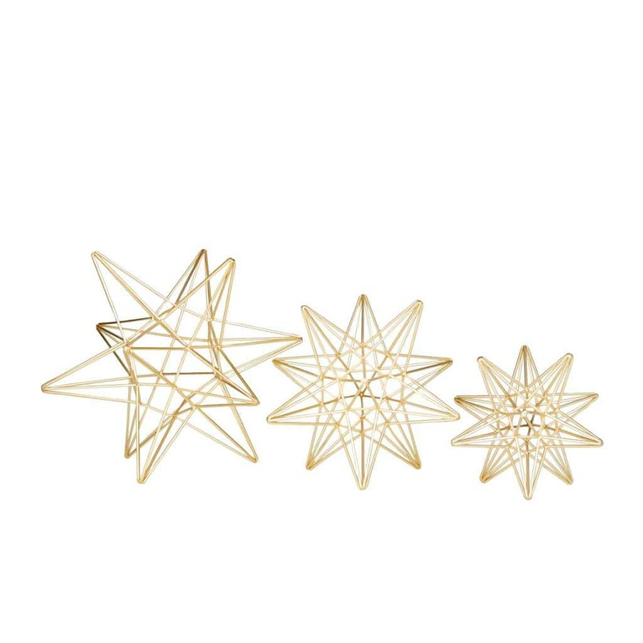 Home & Decor * | Wholesale Cosmoliving By Cosmopolitan Set Of 3 Gold Iron Glam Sculpture, 12 X 13 X 14