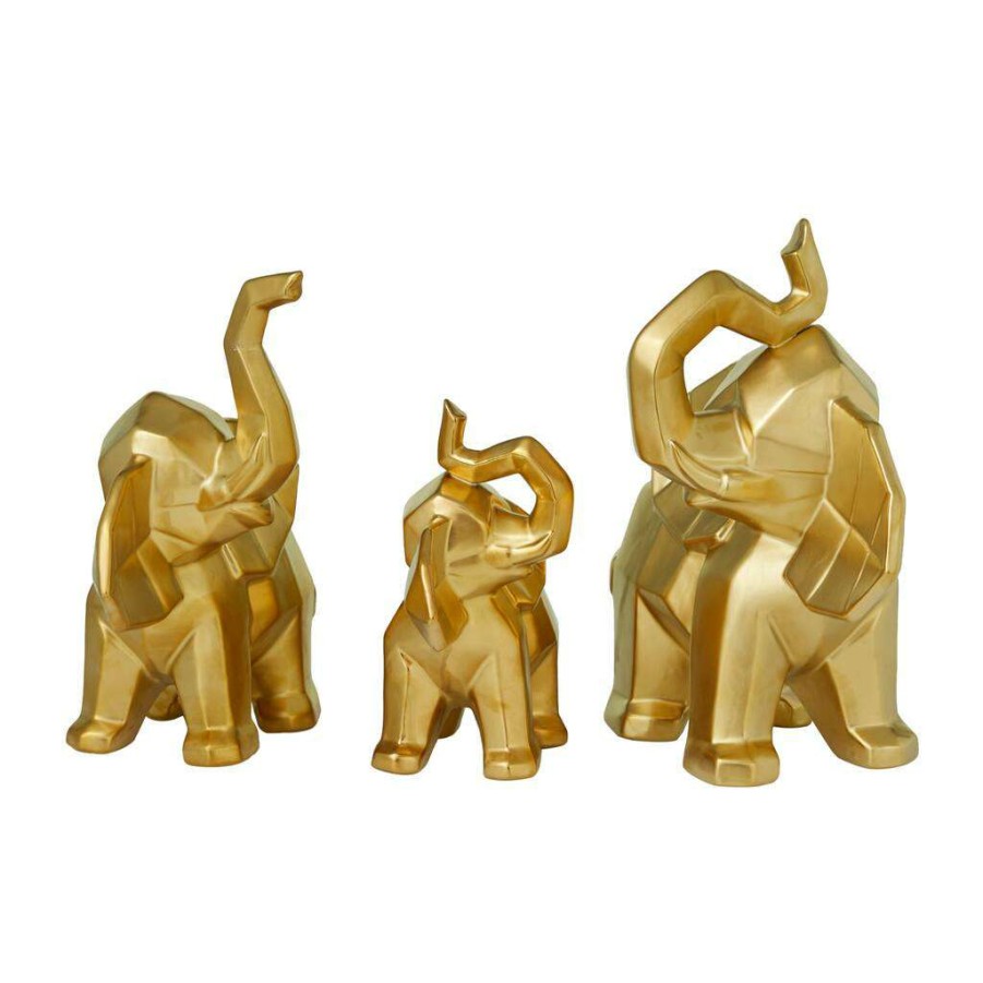 Home & Decor * | Best Pirce Cosmoliving By Cosmopolitan Gold Glam Elephant Sculpture Set