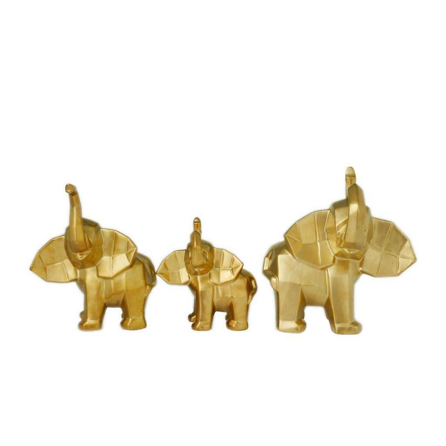 Home & Decor * | Best Pirce Cosmoliving By Cosmopolitan Gold Glam Elephant Sculpture Set