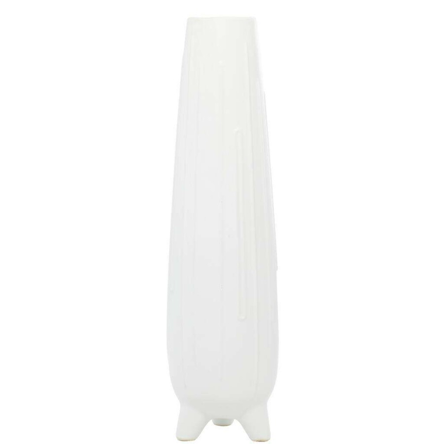 Floral * | Best Deal Cosmoliving By Cosmopolitan White Ceramic Contemporary Vase, 7 X 26