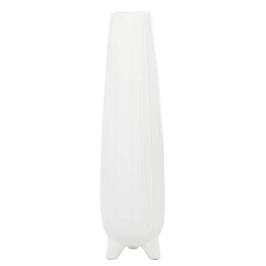 Floral * | Best Deal Cosmoliving By Cosmopolitan White Ceramic Contemporary Vase, 7 X 26