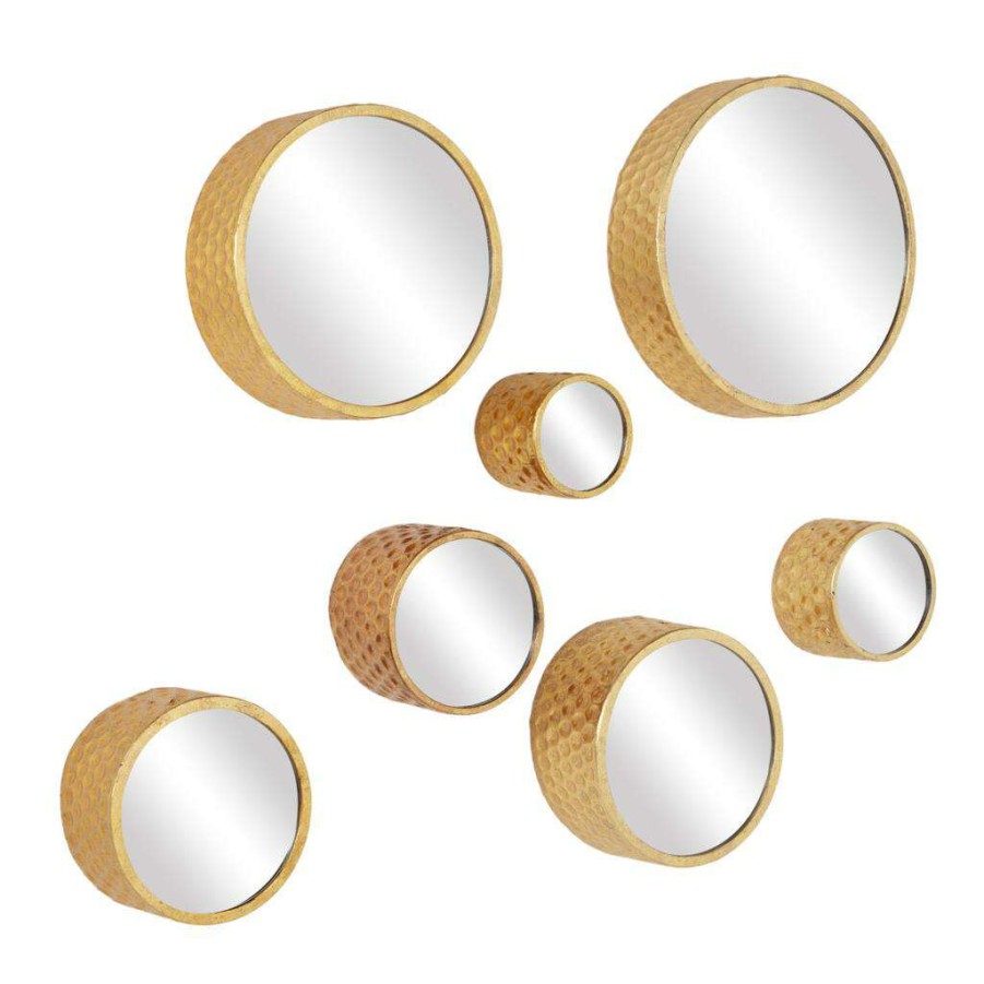 Home & Decor * | Deals Cosmoliving By Cosmopolitan Gold Metal Glam Wall Mirrors Set