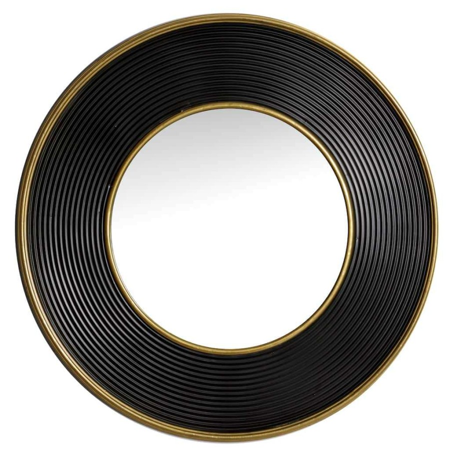 Home & Decor * | Best Deal Cosmoliving By Cosmopolitan 35 Black Modern Metal Round Wall Mirror