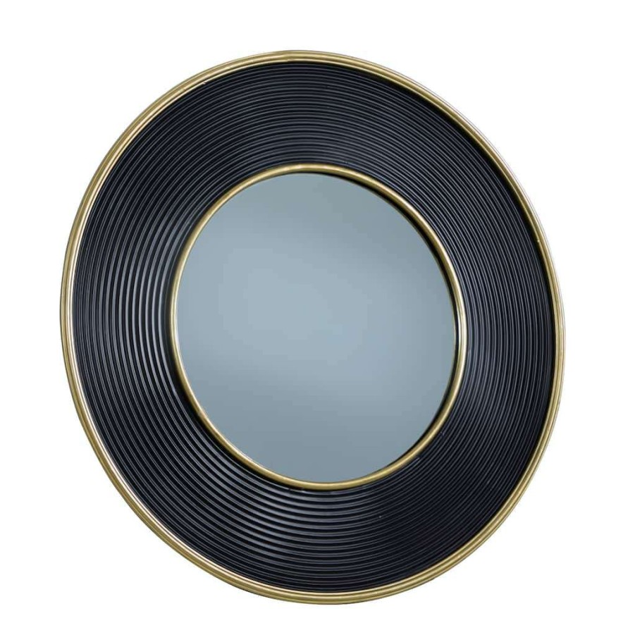 Home & Decor * | Best Deal Cosmoliving By Cosmopolitan 35 Black Modern Metal Round Wall Mirror