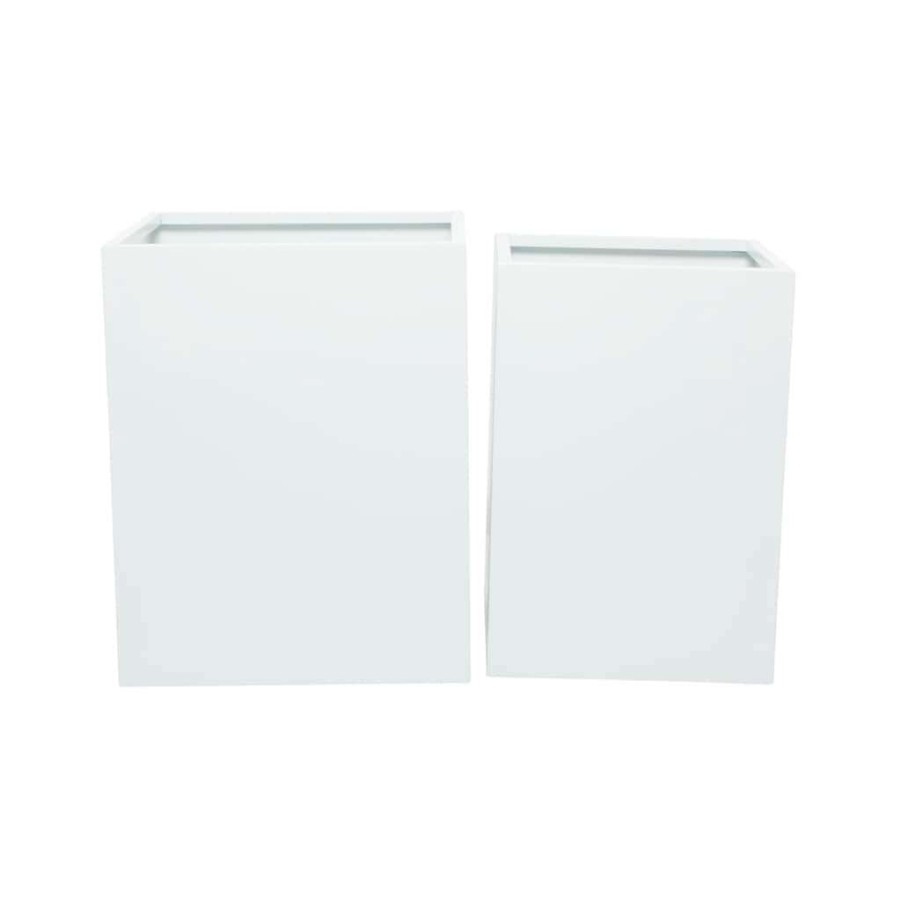 Home & Decor * | Best Deal White Modern Planter, Set Of 2 17 , 14 By Cosmoliving By Cosmopolitan