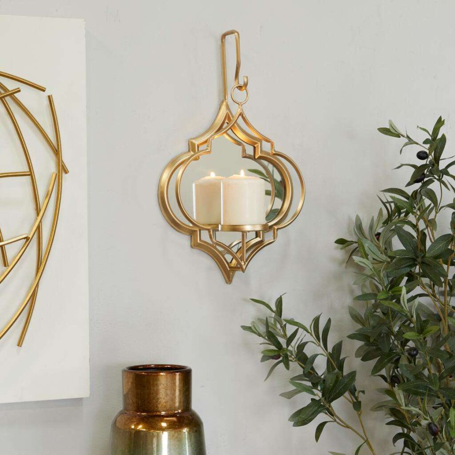 Home & Decor * | Top 10 Cosmoliving By Cosmopolitan 16 Gold Glam Wall Sconce