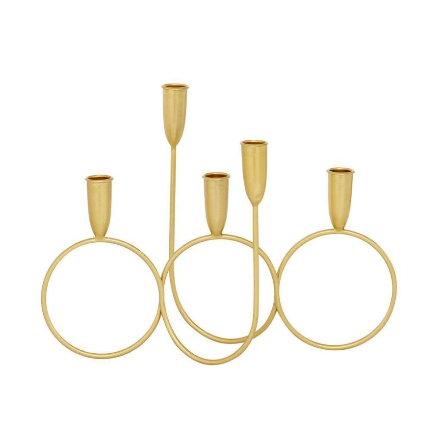 Home & Decor * | Top 10 Cosmoliving By Cosmopolitan Gold Metal Contemporary Candelabra, 11 X 15 X 5