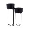 Floral * | New Cosmoliving By Cosmopolitan Set Of 2 Black Iron Contemporary Planter, 31 X 12 X 12