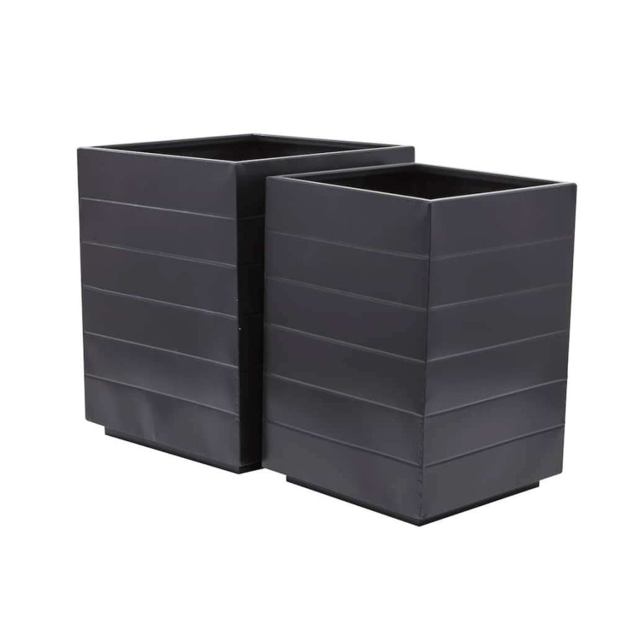 Home & Decor * | Brand New Black Modern Planter, Set Of 2 17 , 15 By Cosmoliving By Cosmopolitan