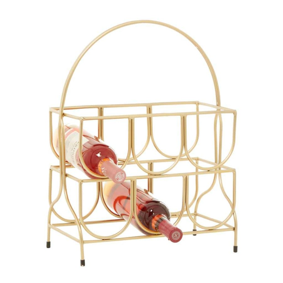 Home & Decor * | Best Deal Cosmoliving By Cosmopolitan Gold Metal Contemporary Wine Rack