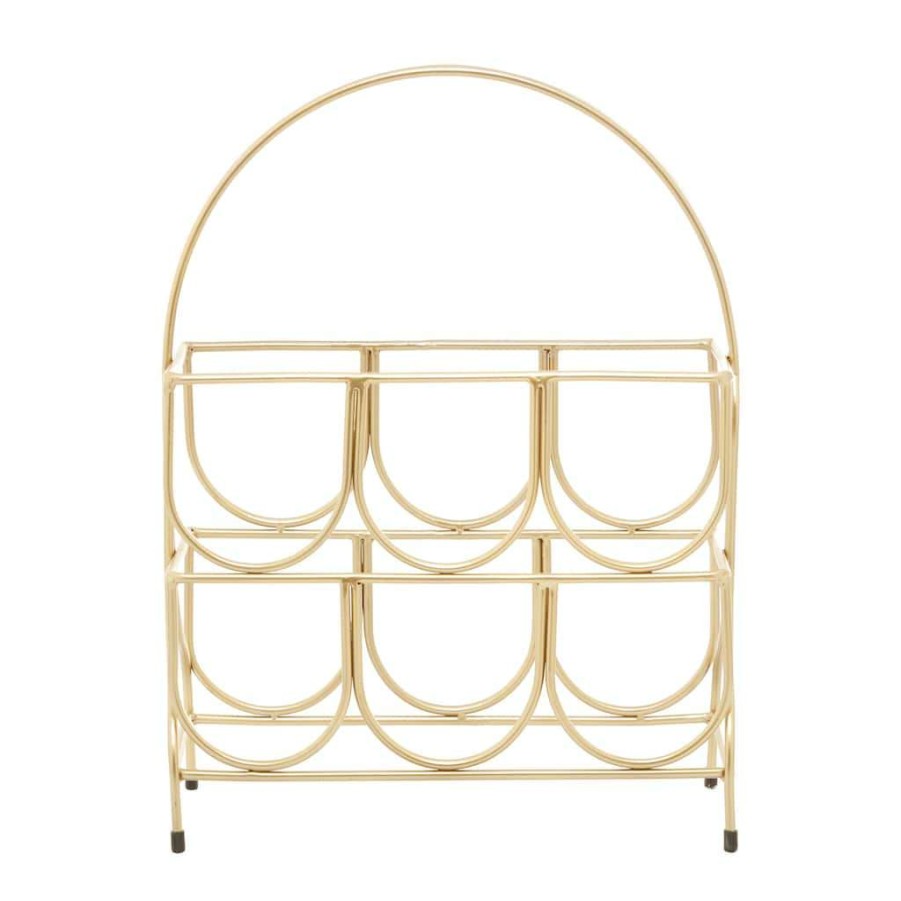 Home & Decor * | Best Deal Cosmoliving By Cosmopolitan Gold Metal Contemporary Wine Rack