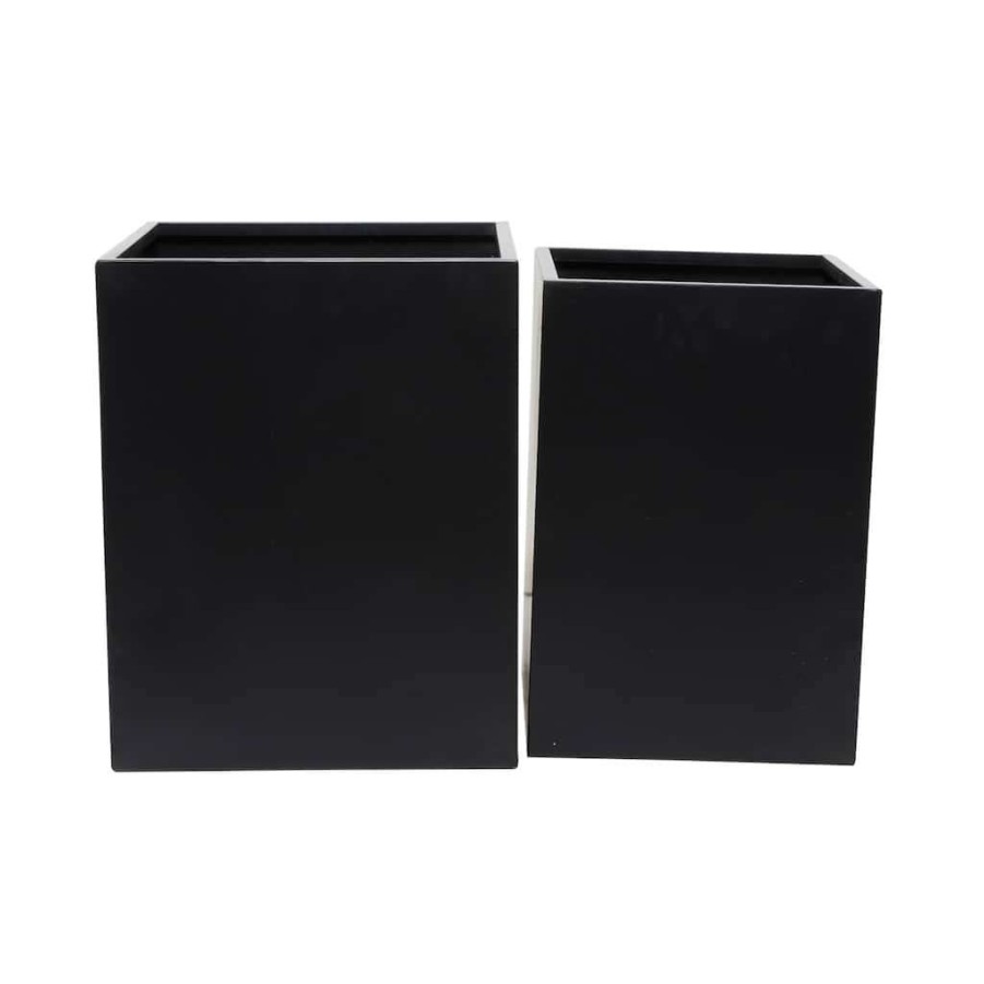 Home & Decor * | Buy Black Modern Planter, Set Of 2 18 , 14 By Cosmoliving By Cosmopolitan