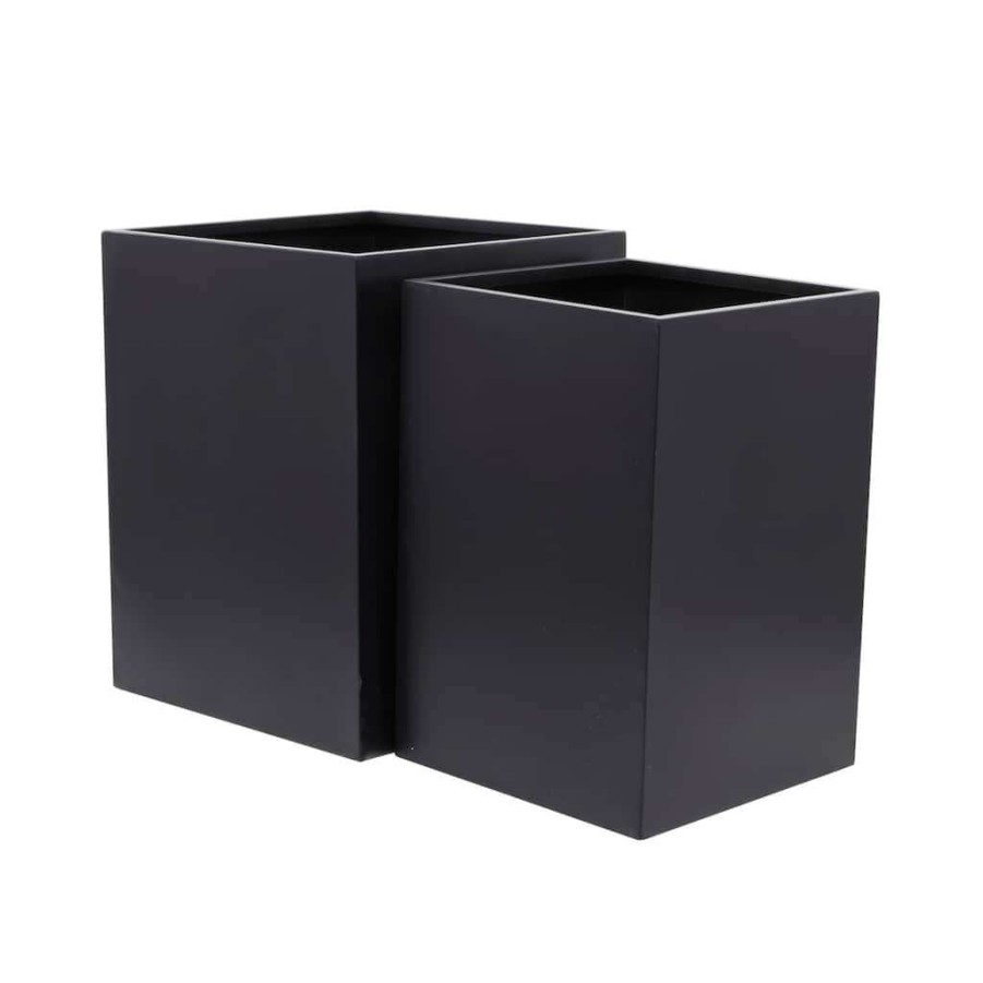 Home & Decor * | Buy Black Modern Planter, Set Of 2 18 , 14 By Cosmoliving By Cosmopolitan